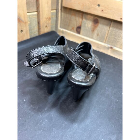 Nurture Penelope Black Open-Toe Slingback Pumps Cutout Leather Upper Size 7 - Picture 4 of 9